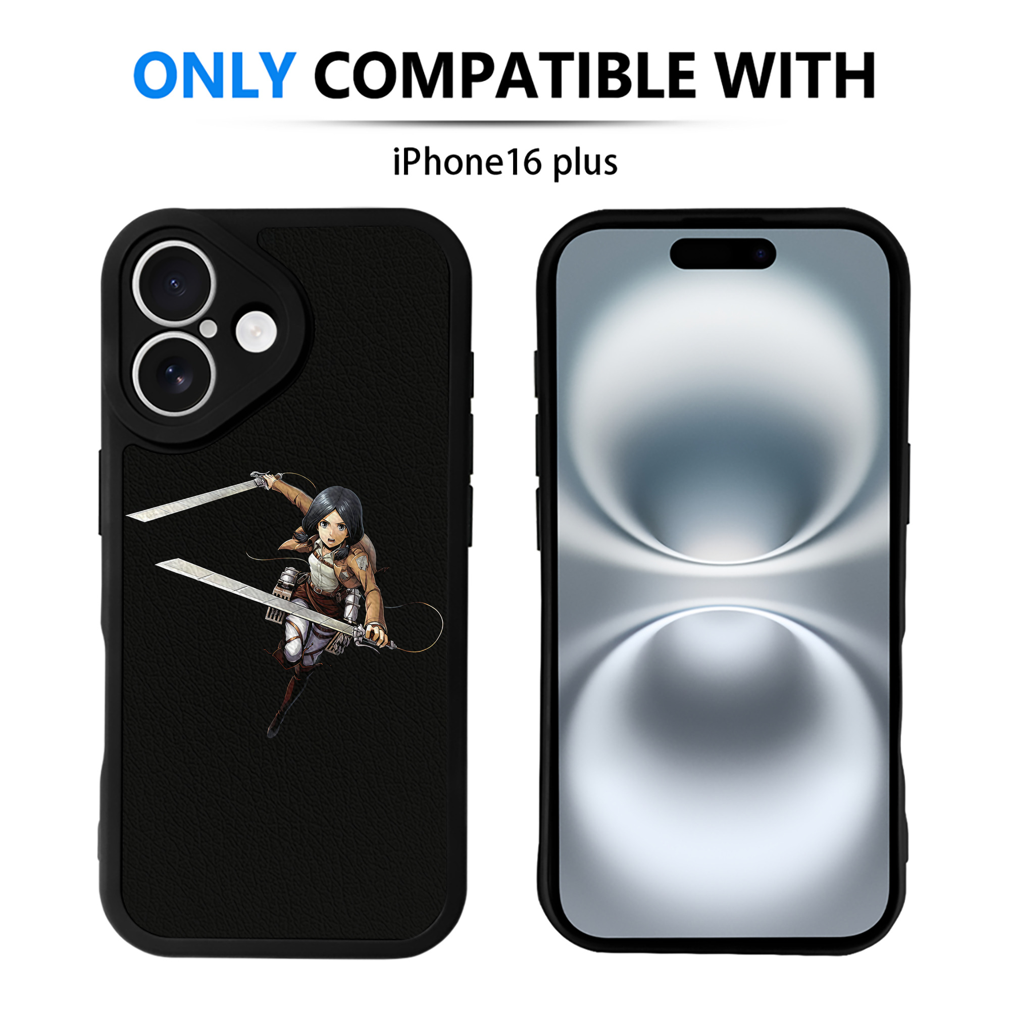 （画像用） 進撃の巨人 ミカサ·アッカーマン Attack on Titan Mikasa Ackerman 【iPhone 16シリーズ対応】シリコンスマホケース（レザー調） 材質：シリコン
